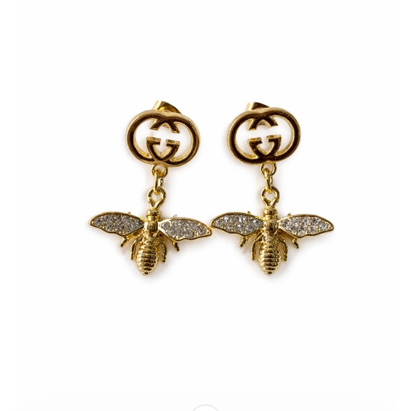 Gucci Jewelry - Gucci Gold and Crystal Bee Dangle Earrings